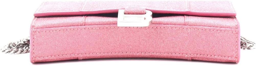 Pre-Loved Hourglass Chain Wallet Glitter Leather, Pink