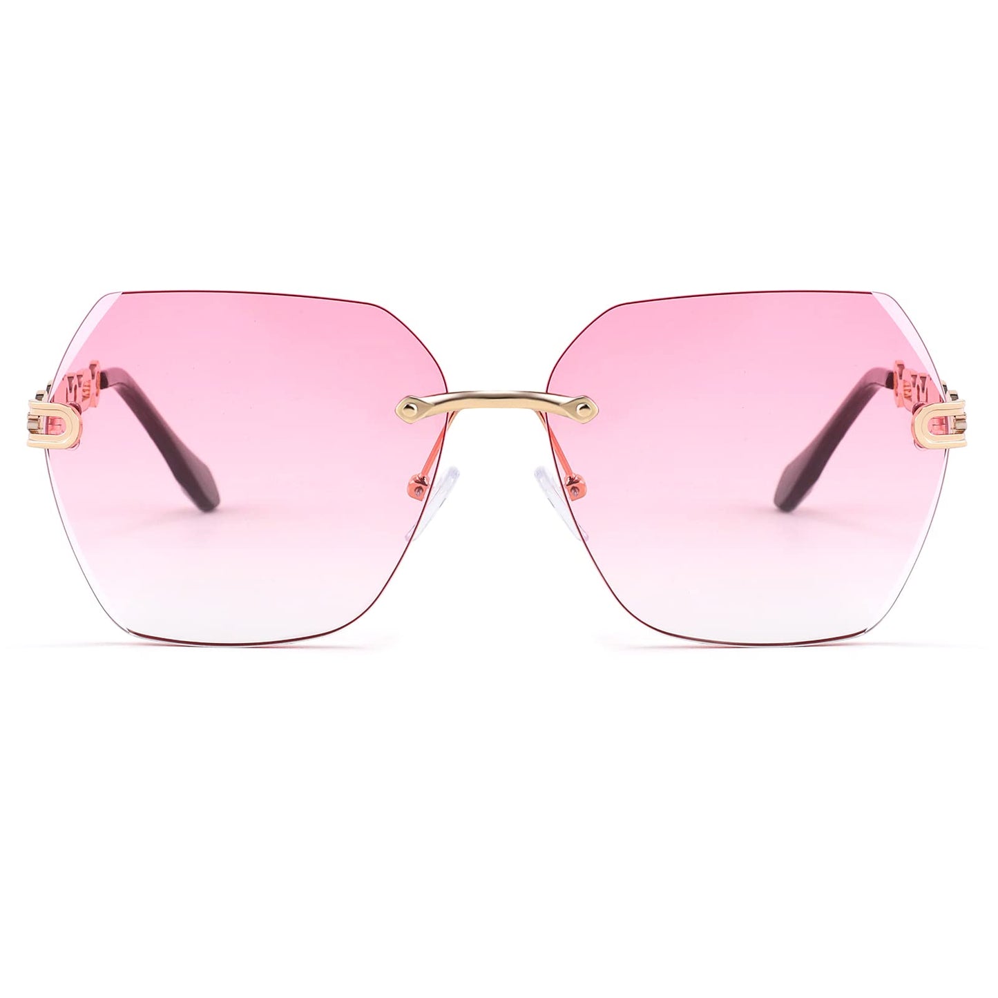 FEISEDY Classic Rimless Sunglasses Women Metal Frame Diamond Cutting Lens Sun Glasses B2567