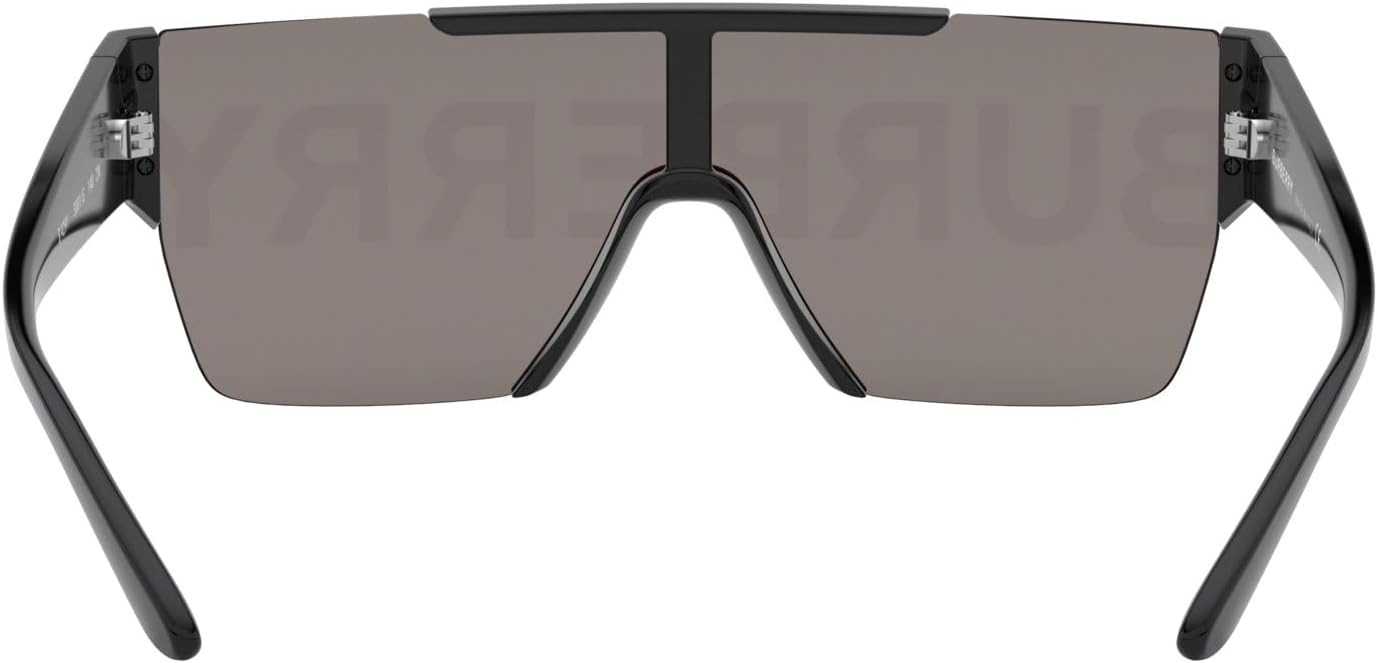 Burberry BE 4291 3001/G Black Plastic Rectangle Sunglasses Gold Mirror Lens
