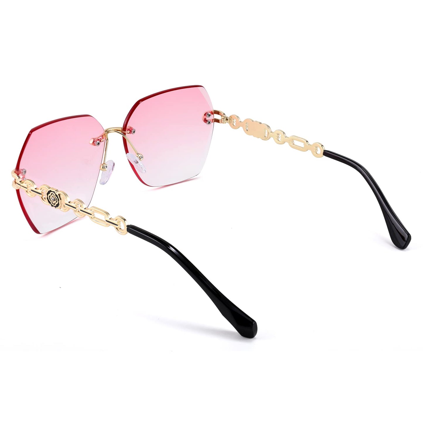 FEISEDY Classic Rimless Sunglasses Women Metal Frame Diamond Cutting Lens Sun Glasses B2567