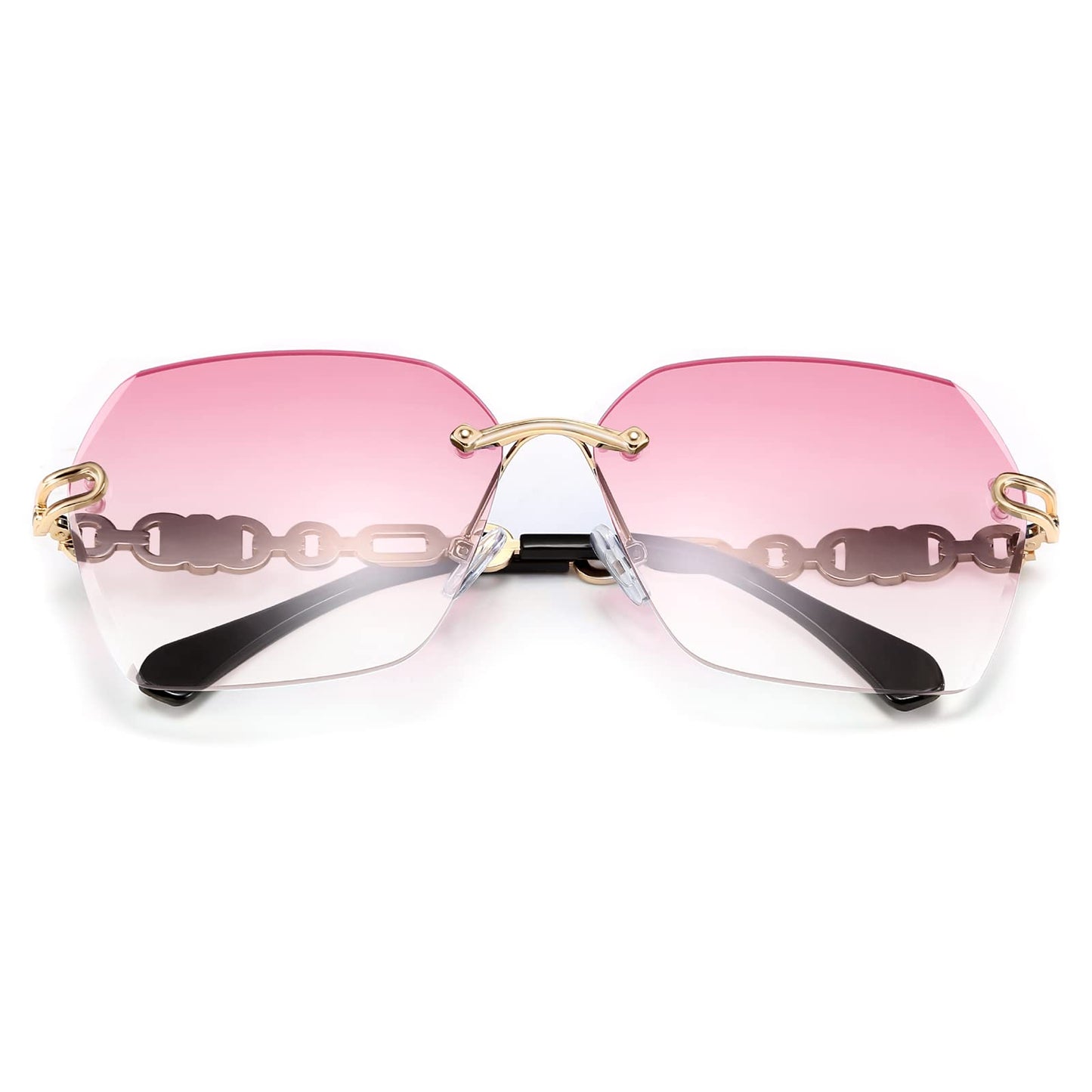 FEISEDY Classic Rimless Sunglasses Women Metal Frame Diamond Cutting Lens Sun Glasses B2567