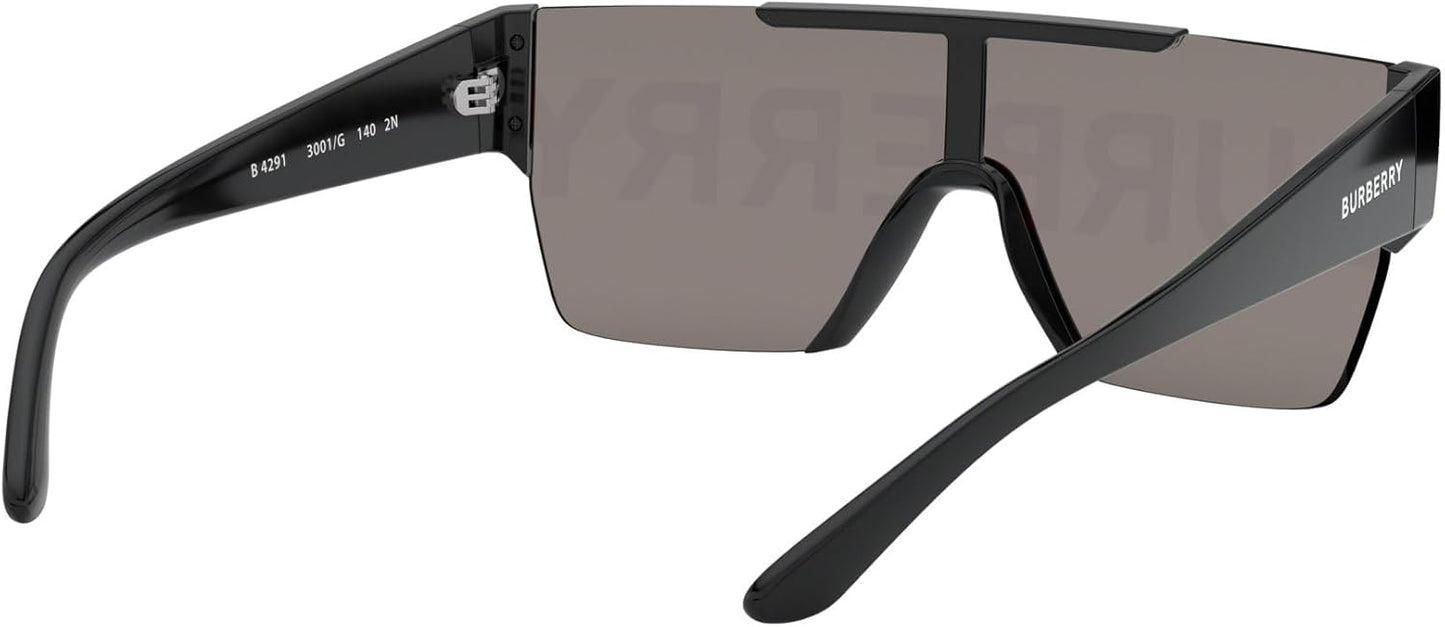 Burberry BE 4291 3001/G Black Plastic Rectangle Sunglasses Gold Mirror Lens