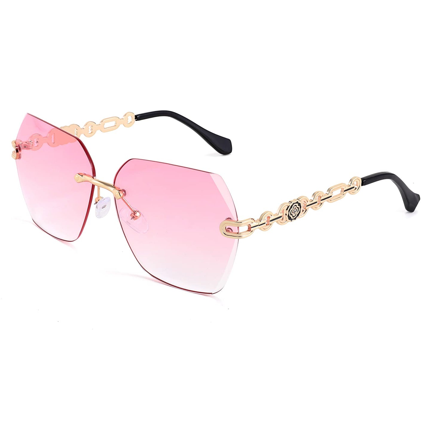 FEISEDY Classic Rimless Sunglasses Women Metal Frame Diamond Cutting Lens Sun Glasses B2567