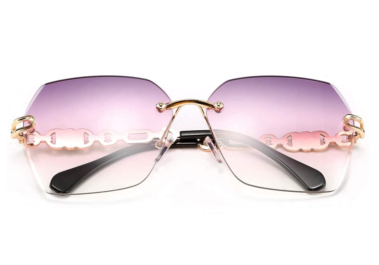 FEISEDY Classic Rimless Sunglasses Women Metal Frame Diamond Cutting Lens Sun Glasses B2567