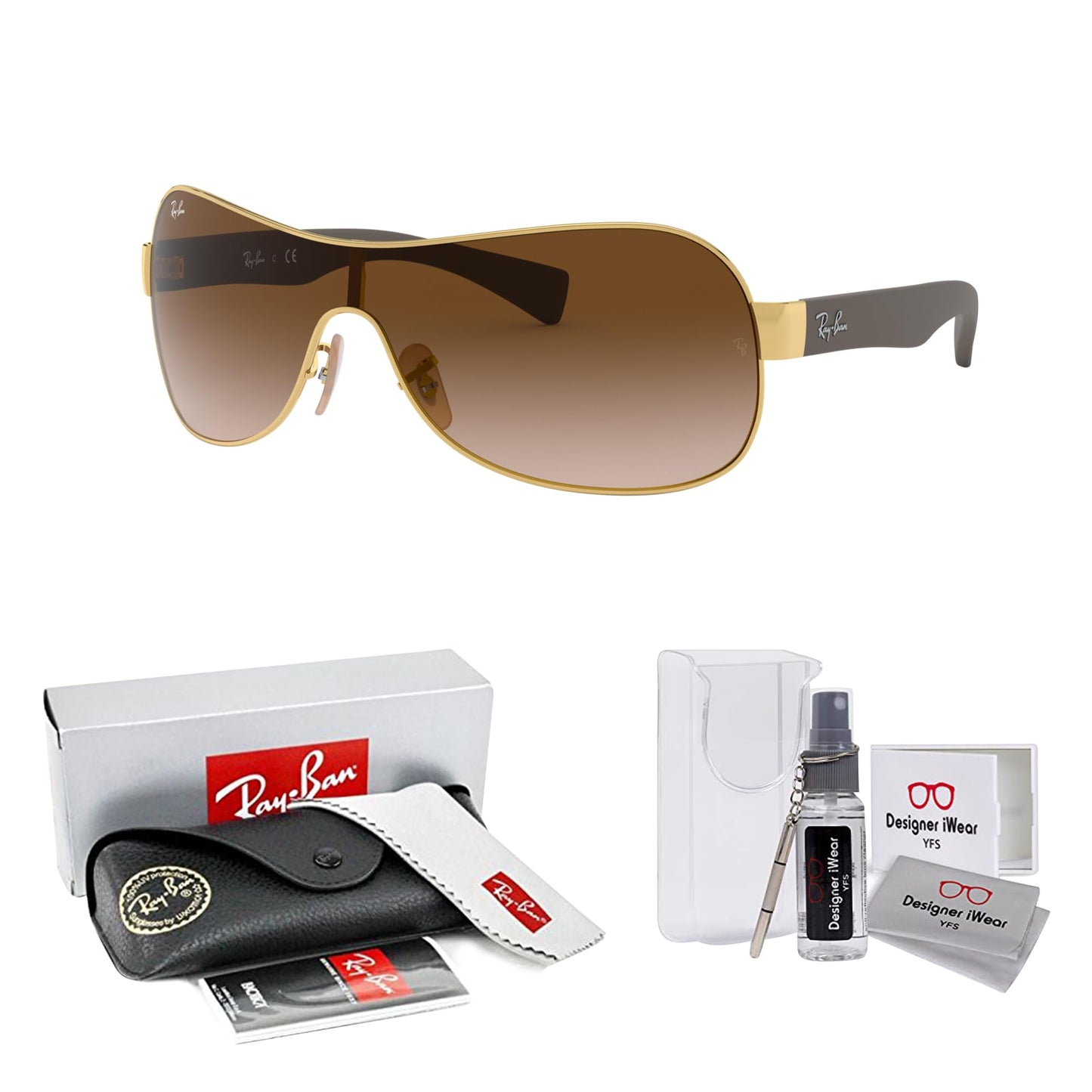 Ray-Ban RB3471 Shield Sunglasses For Men For Women + BUNDLE with Designer iWear Eyewear Care Kit