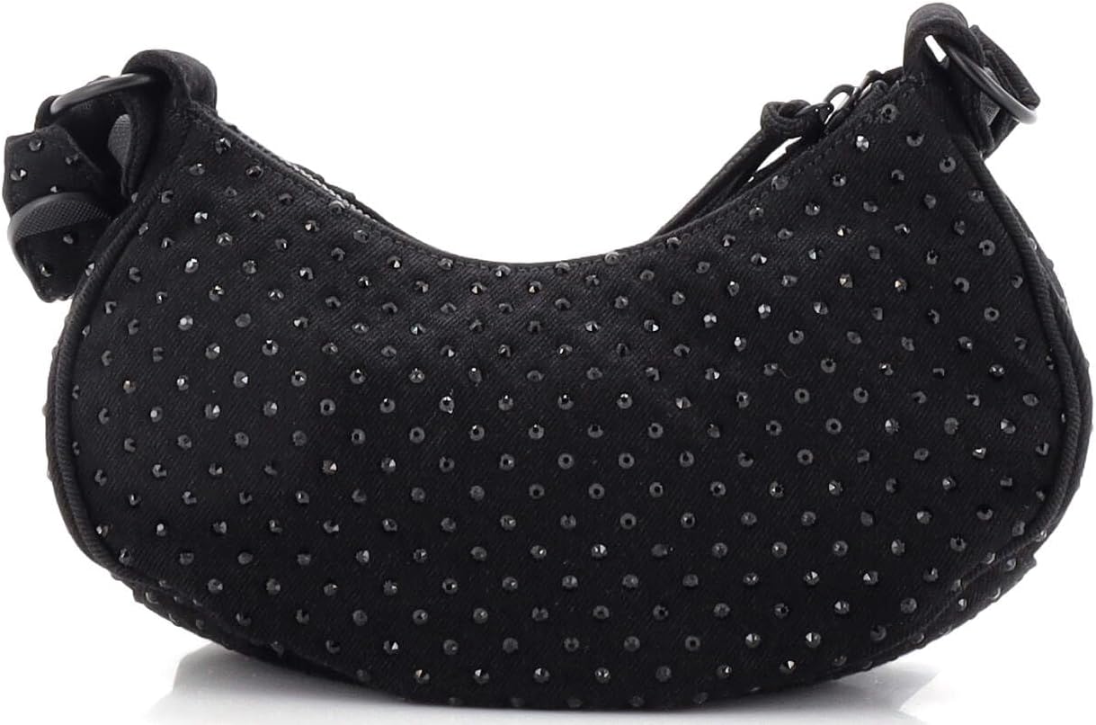 Pre-Loved Le Cagole Giant Studs Shoulder Bag Rhinestones XS, Black