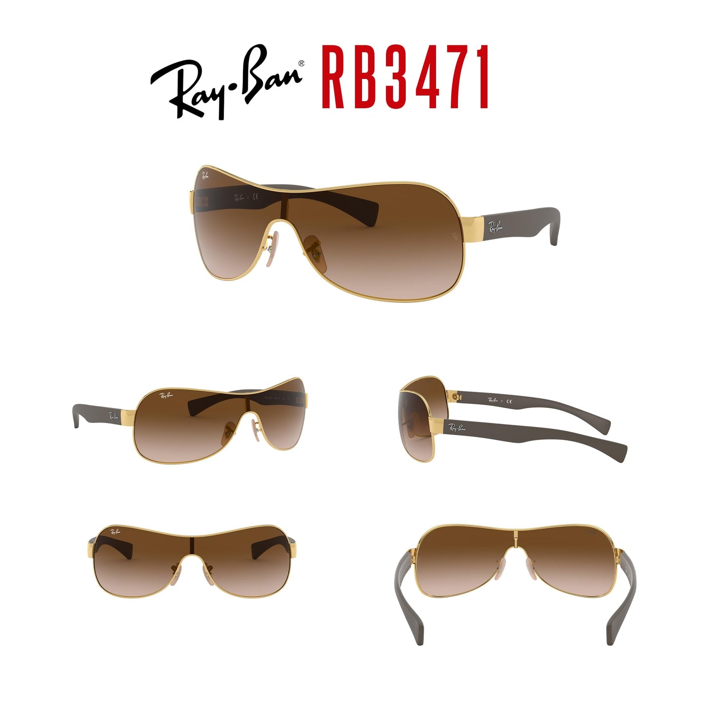 Ray-Ban RB3471 Shield Sunglasses For Men For Women + BUNDLE with Designer iWear Eyewear Care Kit