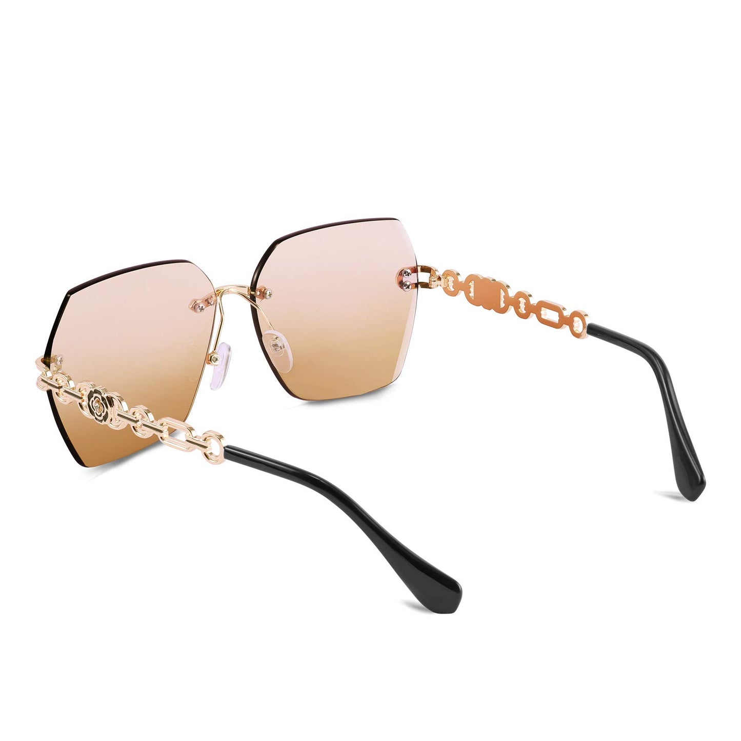 FEISEDY Classic Rimless Sunglasses Women Metal Frame Diamond Cutting Lens Sun Glasses B2567