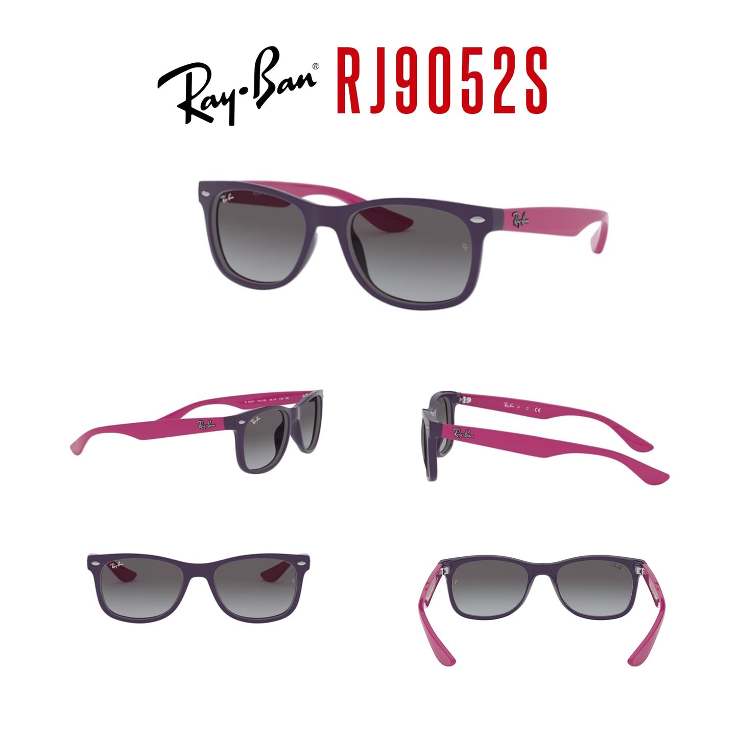 Ray-Ban Junior XS Kids' New Wayfarer RJ9052S Square Sunglasses for SMALL Boys and Girls + BUNDLE With DIW Kit