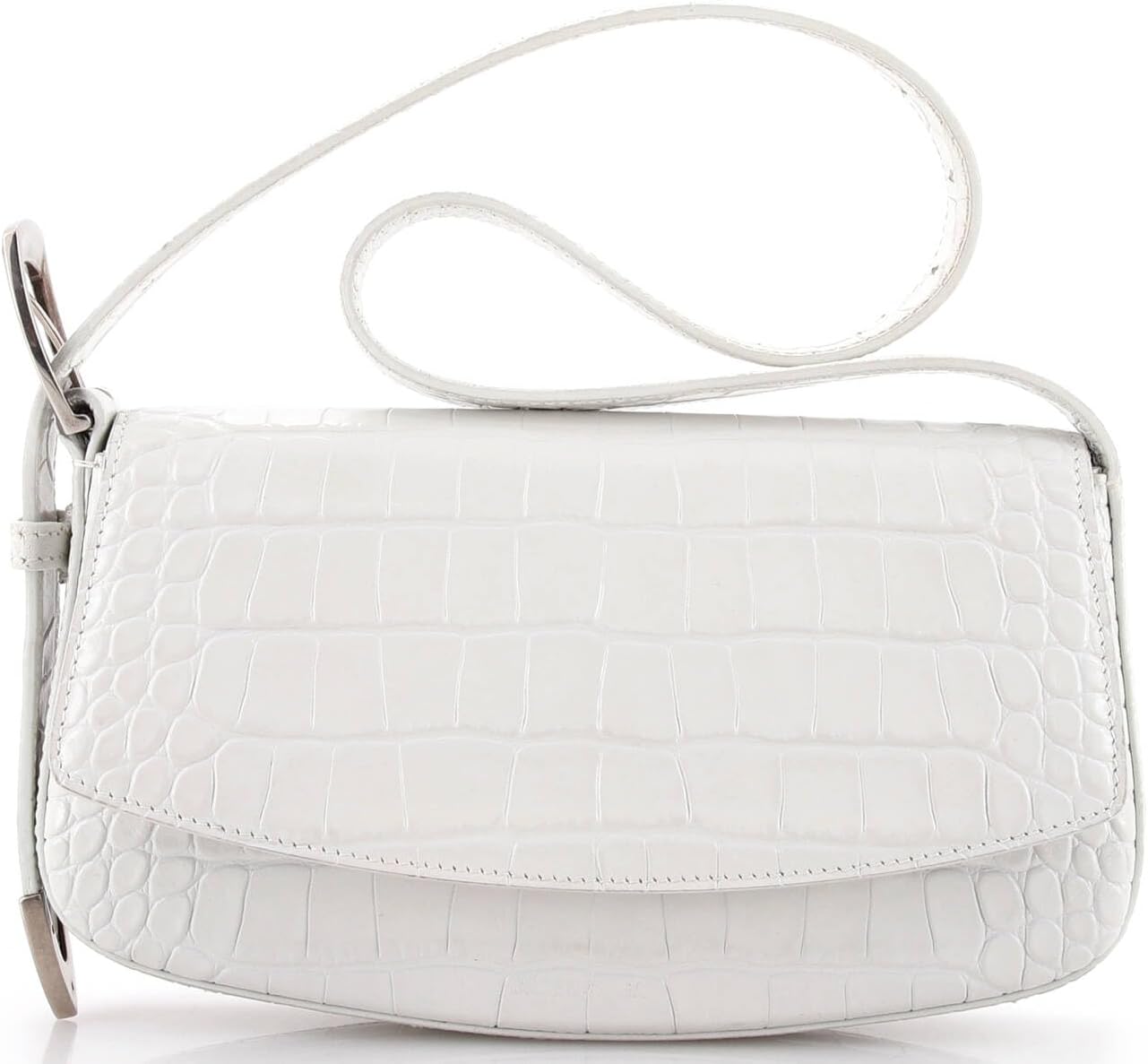Pre-Loved Ghost Sling Shoulder Bag Crocodile Embossed Leather Small, White