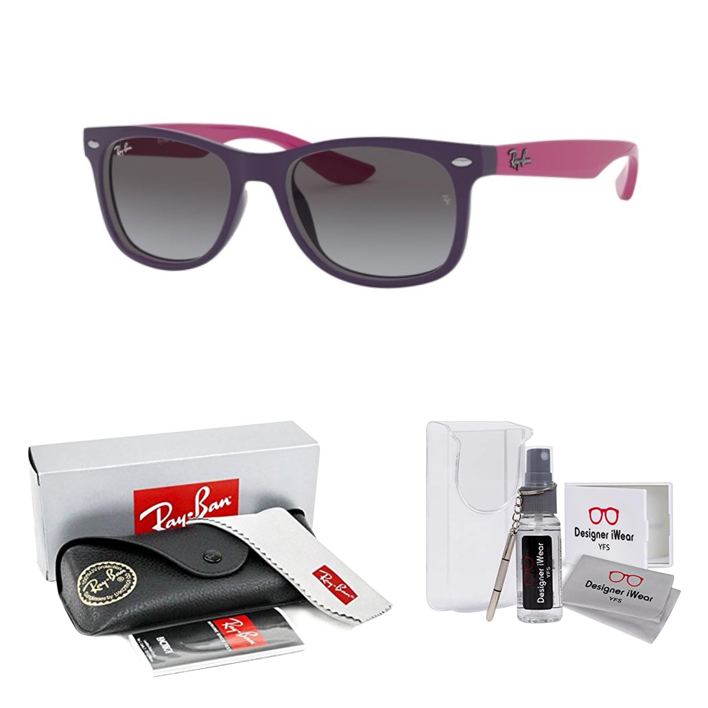 Ray-Ban Junior XS Kids' New Wayfarer RJ9052S Square Sunglasses for SMALL Boys and Girls + BUNDLE With DIW Kit