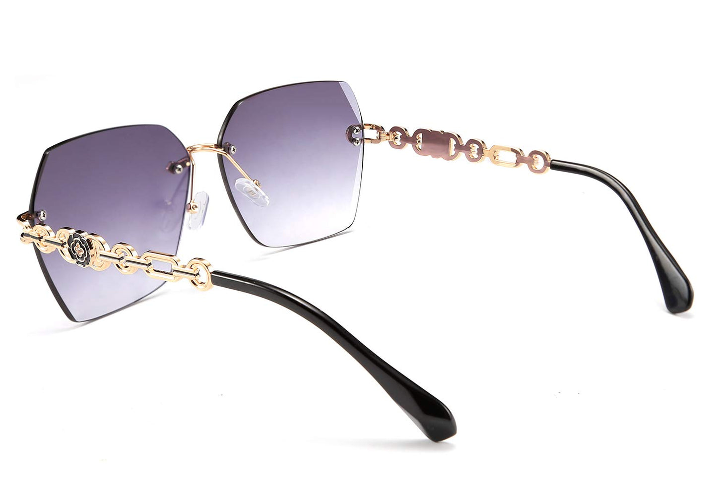FEISEDY Classic Rimless Sunglasses Women Metal Frame Diamond Cutting Lens Sun Glasses B2567