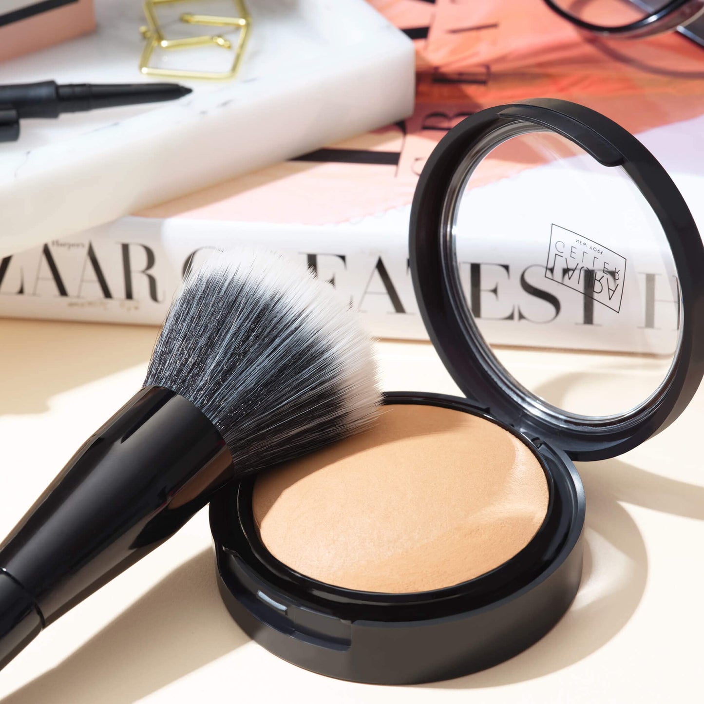 LAURA GELLER NEW YORK Baked Double Take Powder Foundation - Medium - Buildable Medium to Full Coverage - Matte Finish