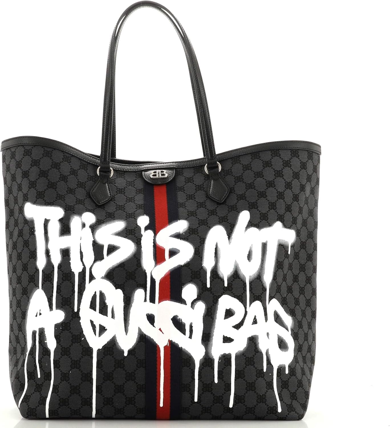 Pre-Loved x Gucci The Hacker Project Tote Graffiti BB Canvas Large, Black