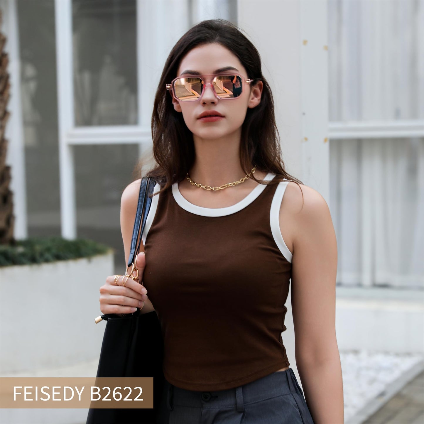 FEISEDY Vintage Square 70s Flat Aviator Sunglasses Women Men Classic Retro Stylish Frame UV400 Sunglasses B2622