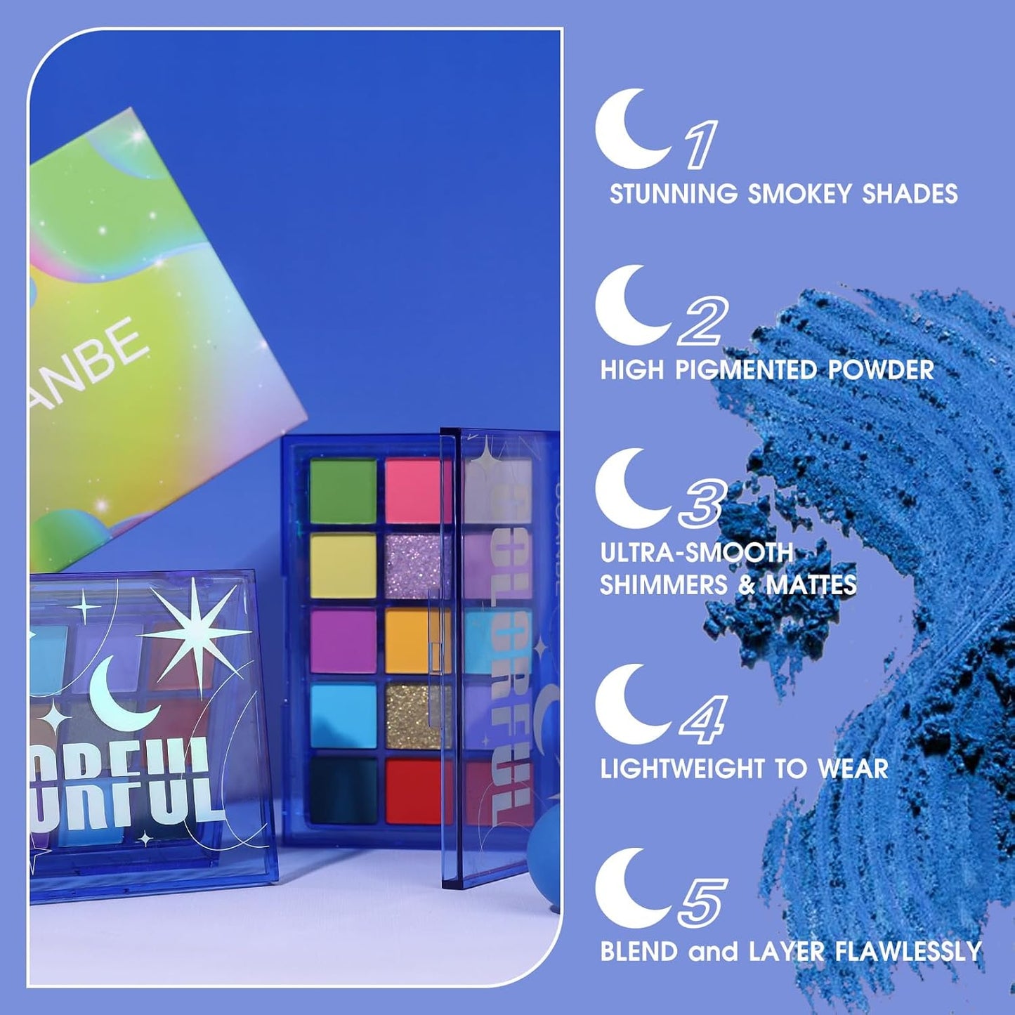 UCANBE Bright Colorful Neon Rainbow Makeup Eyeshadow Palette 15 Shades Green Purple Yellow Make Up Pallets Kit Vibrant Shimmer Matte Pigmented Blendable - Fruit Punch