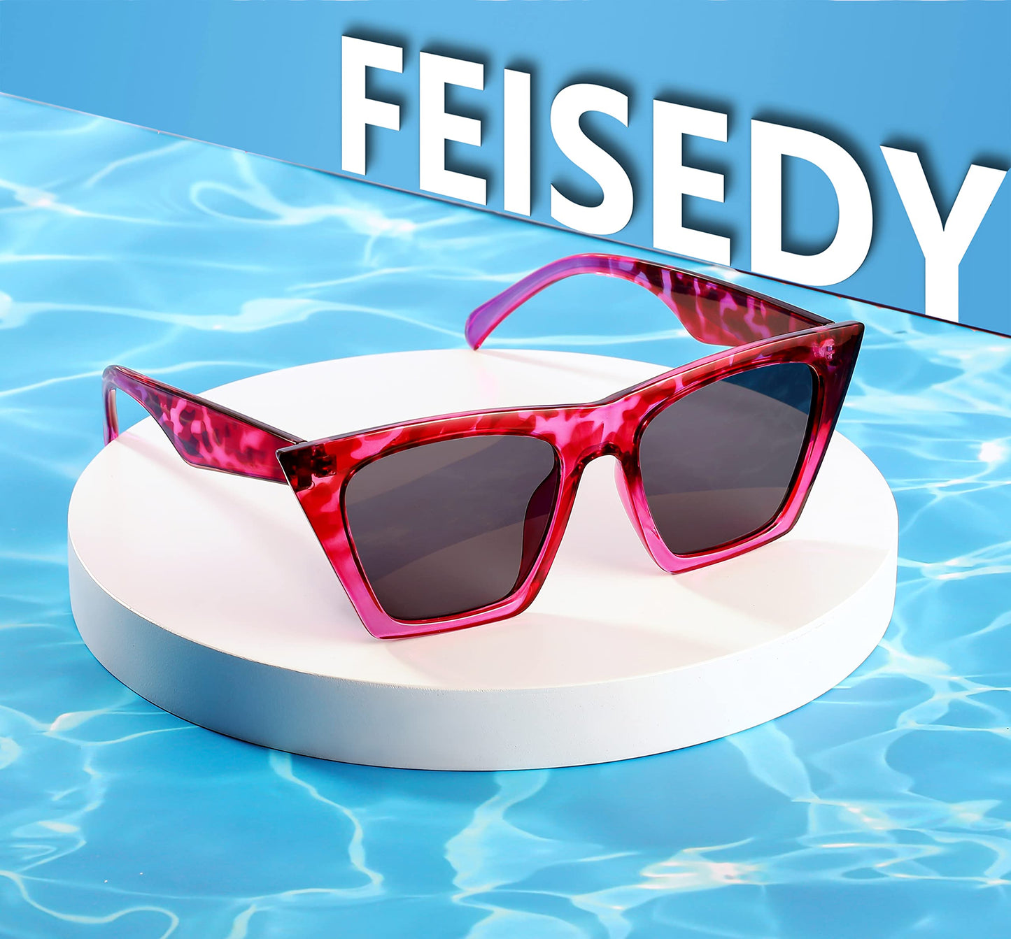 FEISEDY Vintage Square Cat Eye Sunglasses Women Trendy Cateye Sunglasses B2473