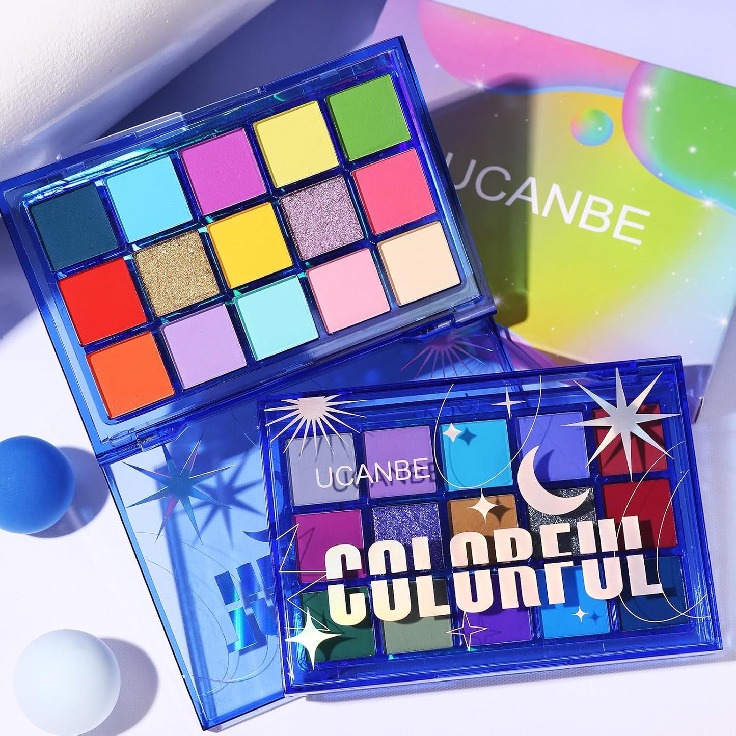UCANBE Bright Colorful Neon Rainbow Makeup Eyeshadow Palette 15 Shades Green Purple Yellow Make Up Pallets Kit Vibrant Shimmer Matte Pigmented Blendable - Fruit Punch