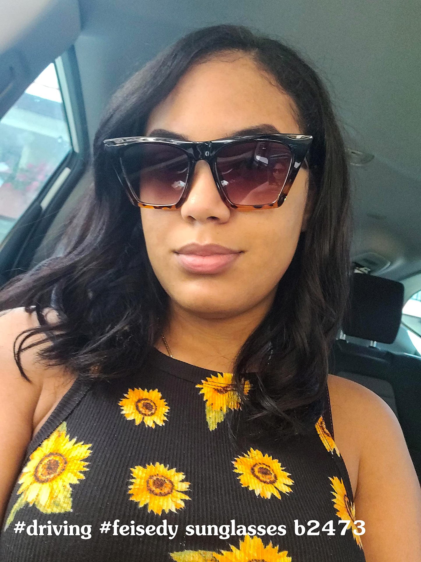 FEISEDY Vintage Square Cat Eye Sunglasses Women Trendy Cateye Sunglasses B2473