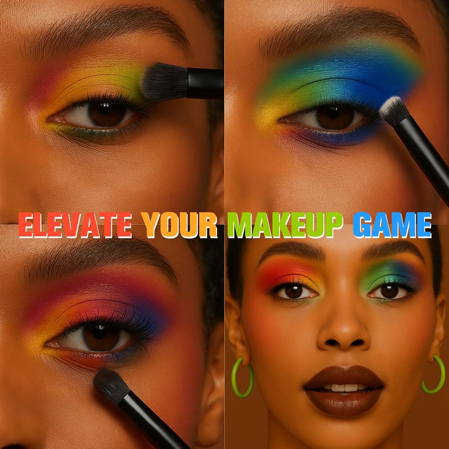 UCANBE Bright Colorful Neon Rainbow Makeup Eyeshadow Palette 15 Shades Green Purple Yellow Make Up Pallets Kit Vibrant Shimmer Matte Pigmented Blendable - Fruit Punch