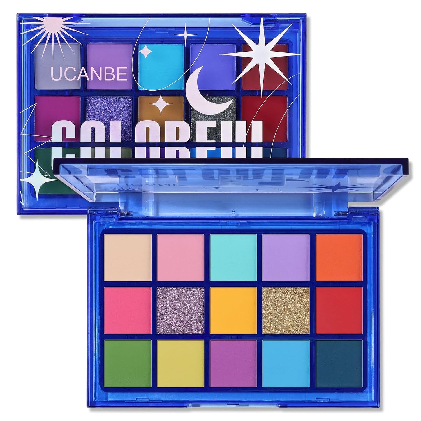 UCANBE Bright Colorful Neon Rainbow Makeup Eyeshadow Palette 15 Shades Green Purple Yellow Make Up Pallets Kit Vibrant Shimmer Matte Pigmented Blendable - Fruit Punch