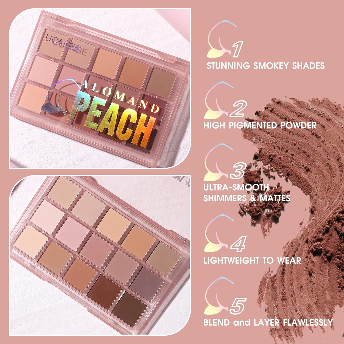 UCANBE Bright Colorful Neon Rainbow Makeup Eyeshadow Palette 15 Shades Green Purple Yellow Make Up Pallets Kit Vibrant Shimmer Matte Pigmented Blendable - Fruit Punch