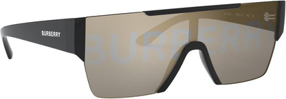 Burberry BE 4291 3001/G Black Plastic Rectangle Sunglasses Gold Mirror Lens