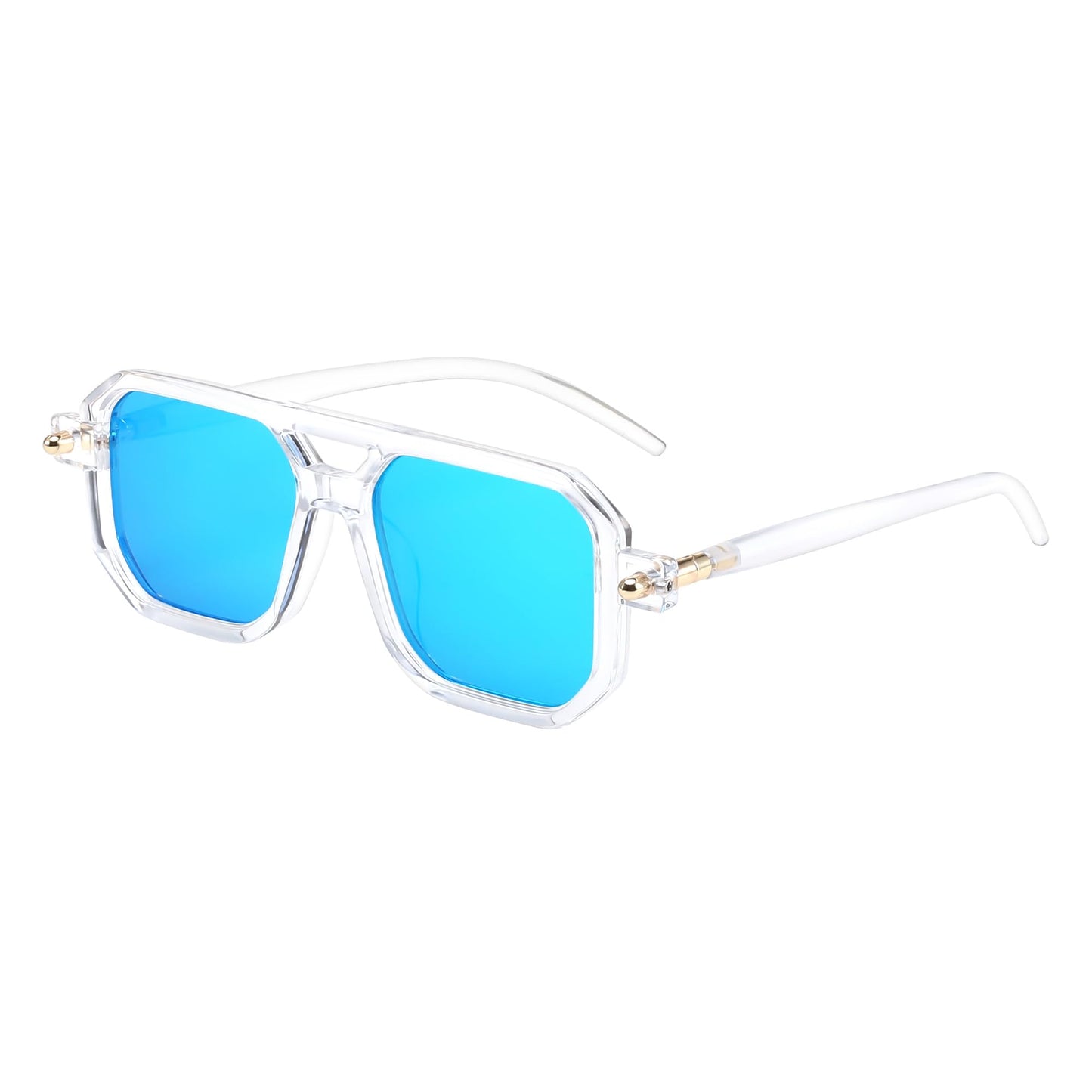 FEISEDY Vintage Square 70s Flat Aviator Sunglasses Women Men Classic Retro Stylish Frame UV400 Sunglasses B2622