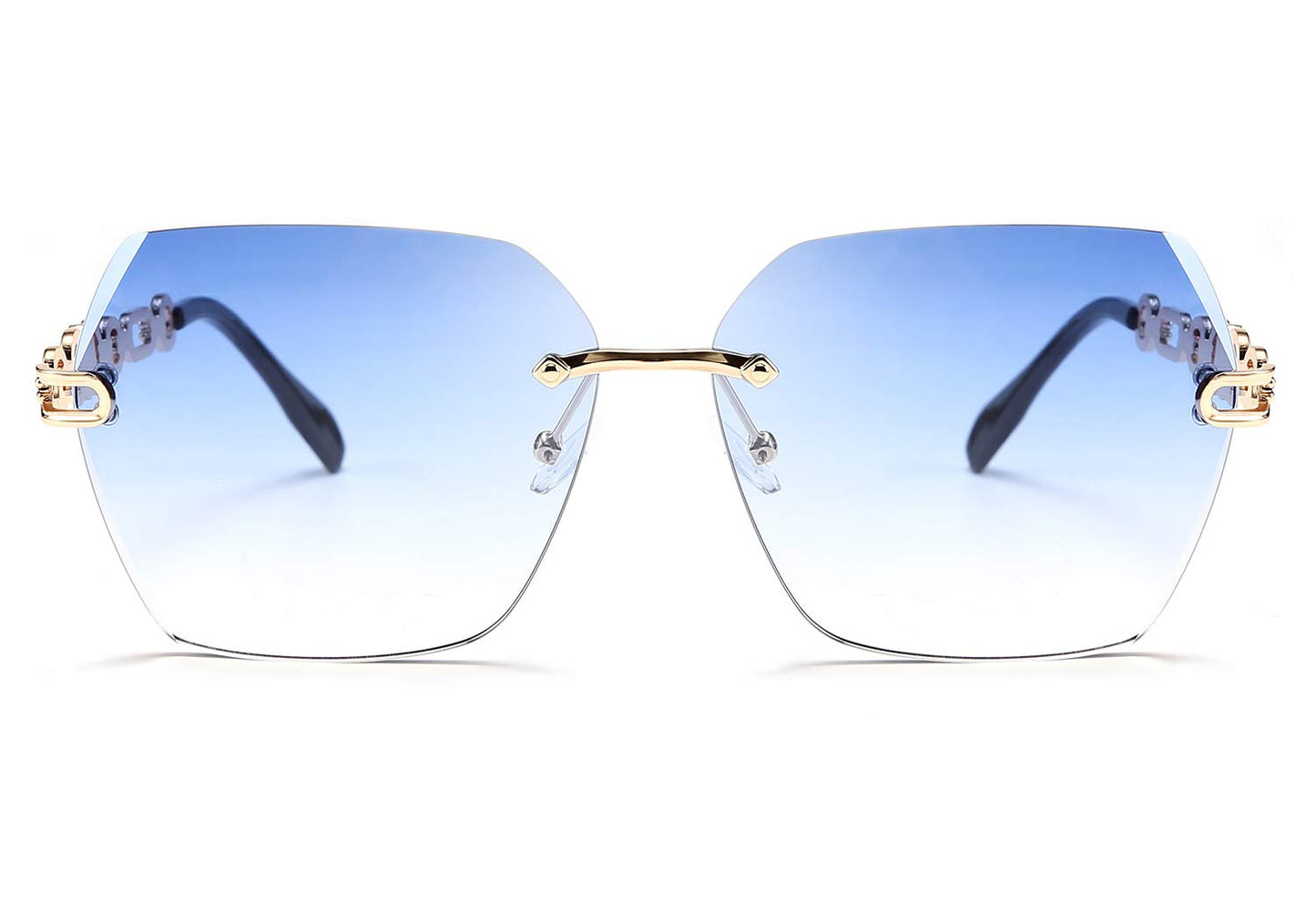 FEISEDY Classic Rimless Sunglasses Women Metal Frame Diamond Cutting Lens Sun Glasses B2567