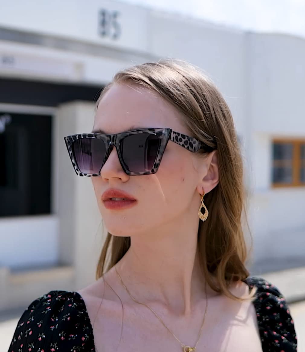 FEISEDY Vintage Square Cat Eye Sunglasses Women Trendy Cateye Sunglasses B2473
