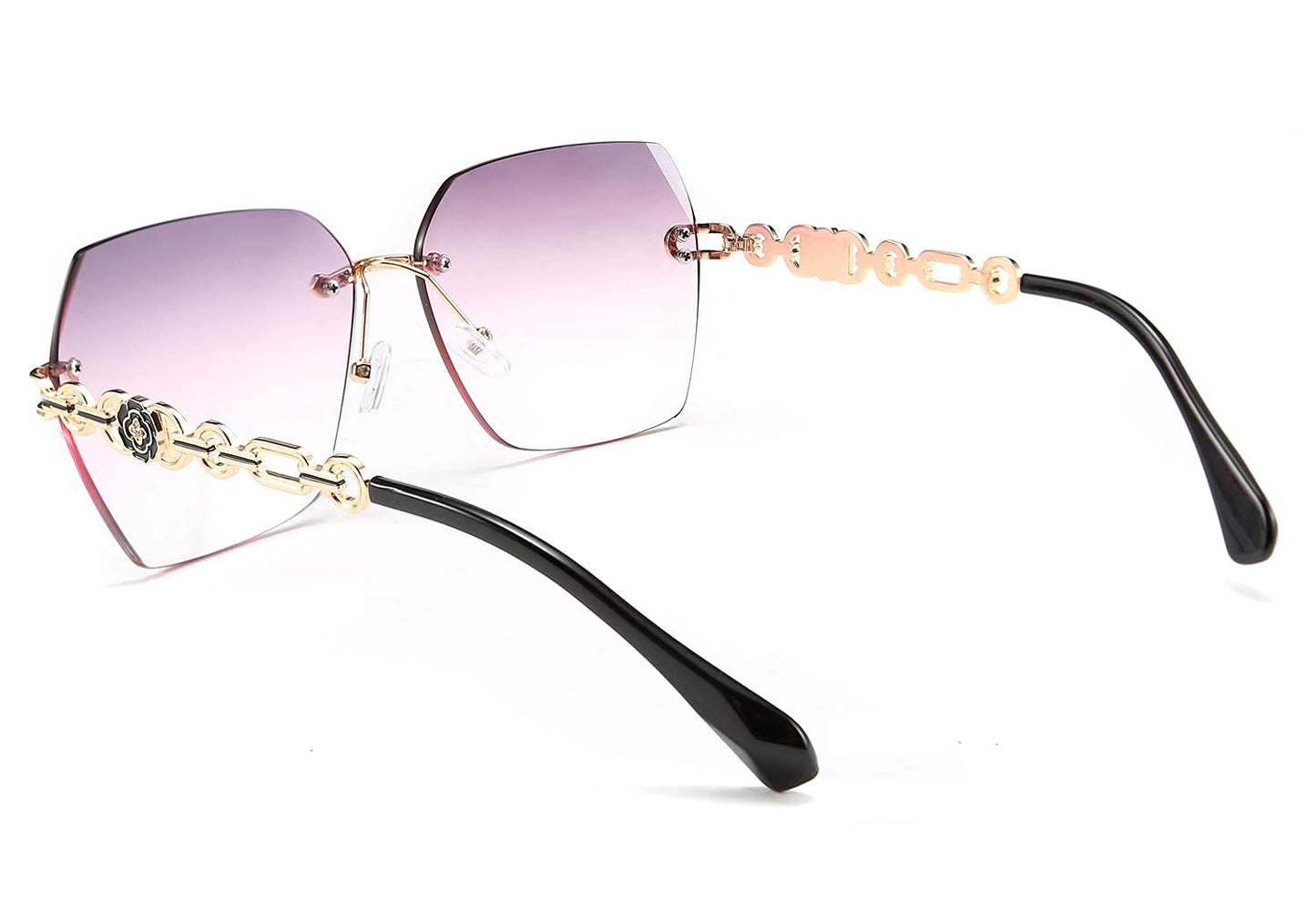 FEISEDY Classic Rimless Sunglasses Women Metal Frame Diamond Cutting Lens Sun Glasses B2567
