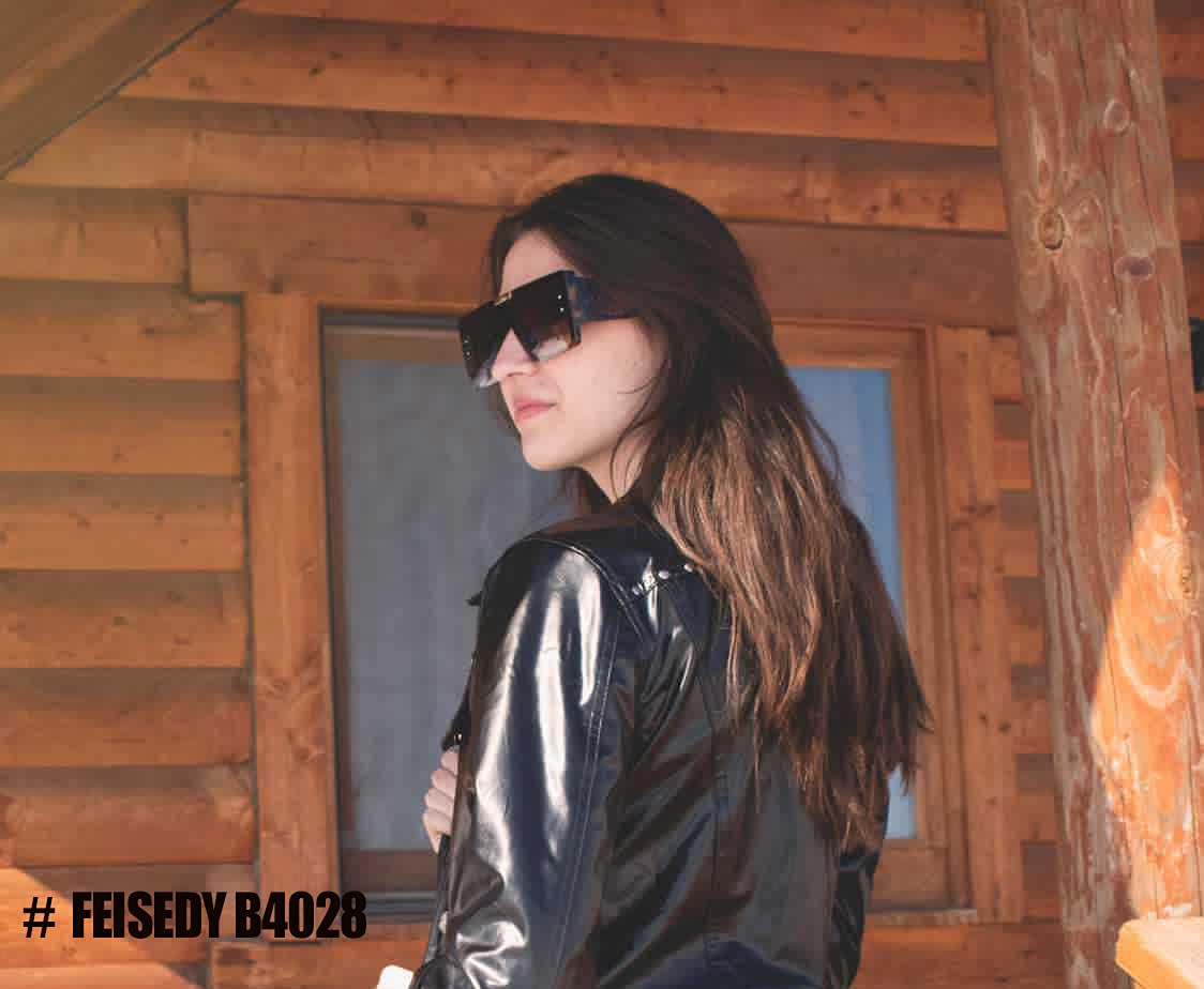 FEISEDY Square Oversized Flat Top Sunglasses With Side Lens Integrated For Women Men B4028