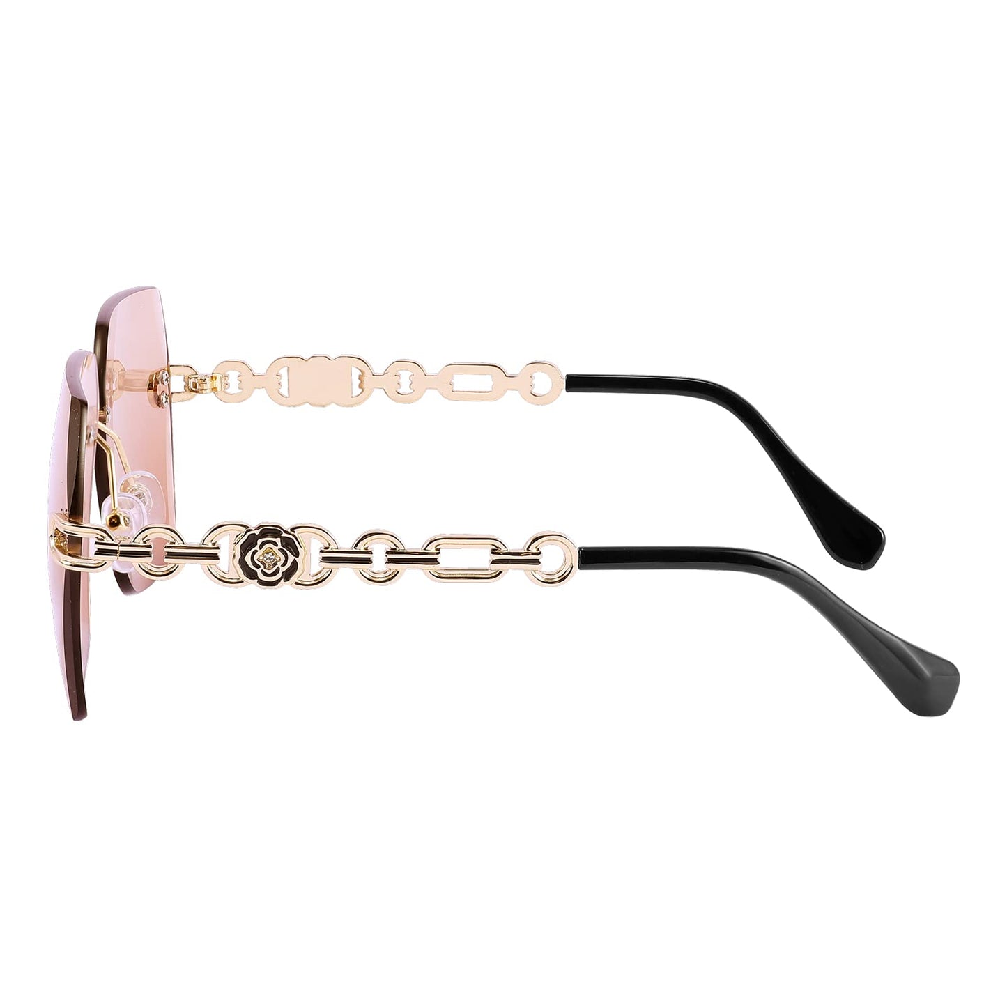 FEISEDY Classic Rimless Sunglasses Women Metal Frame Diamond Cutting Lens Sun Glasses B2567