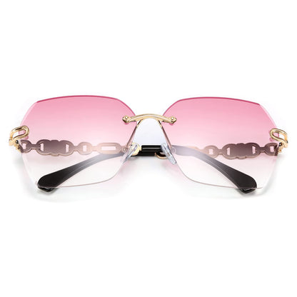 FEISEDY Classic Rimless Sunglasses Women Metal Frame Diamond Cutting Lens Sun Glasses B2567