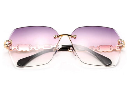 FEISEDY Classic Rimless Sunglasses Women Metal Frame Diamond Cutting Lens Sun Glasses B2567