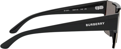 Burberry BE 4291 3001/G Black Plastic Rectangle Sunglasses Gold Mirror Lens