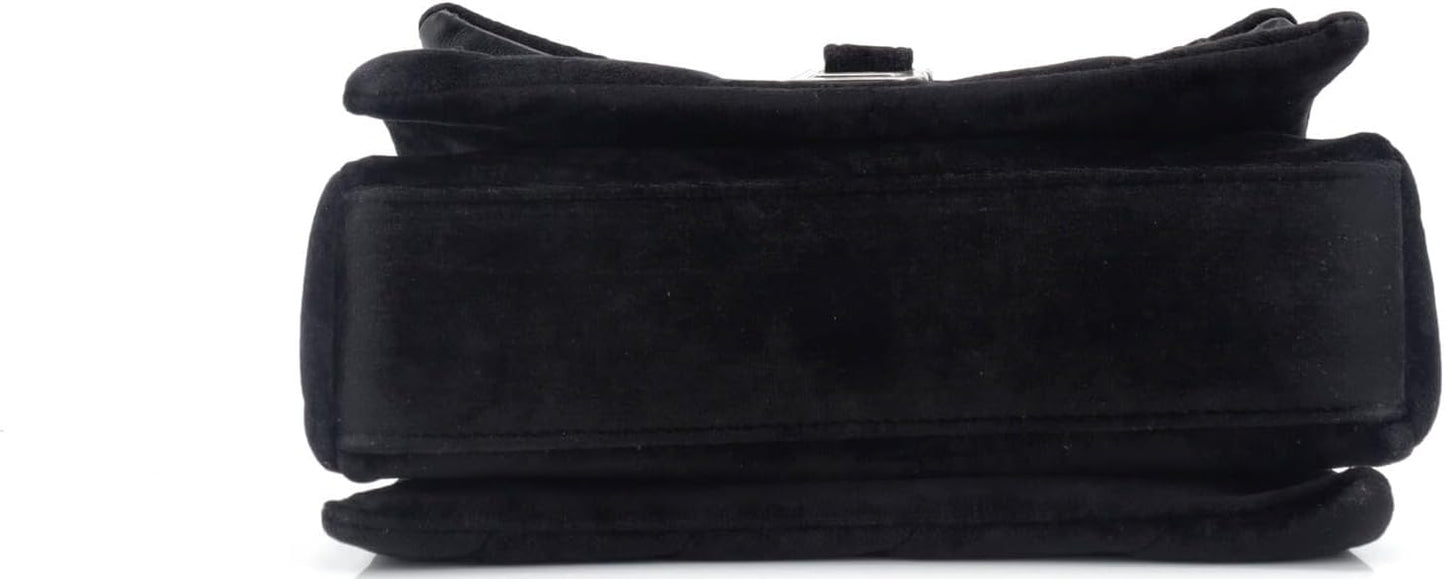 Pre-Loved Crush Chain Flap Bag Quilted Velvet Medium, Black