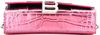 Pre-Loved Hourglass Chain Crossbody Bag Leather, Pink