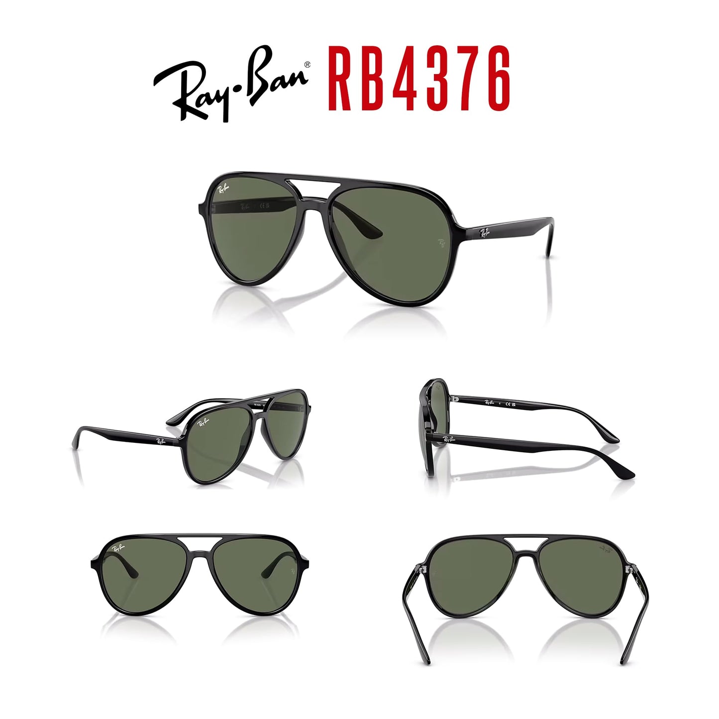 Ray-Ban RB4376 Aviator Sunglasses for Men for Women + BUNDLE With Designer iWear Complimentary Eyewear Kit