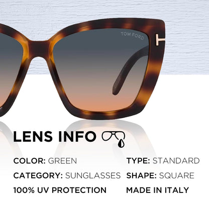Tom Ford FT0920 SCARLET-02 Square Shape Sunglasses + Bundle With eSHADES Eyewear Cleaning Kit