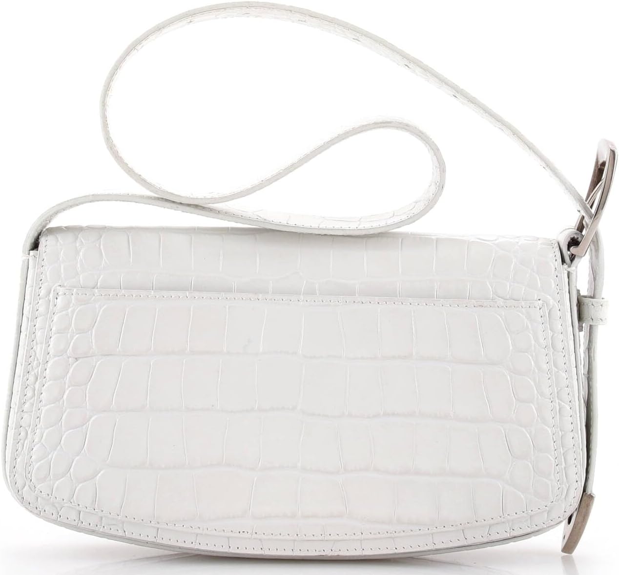 Pre-Loved Ghost Sling Shoulder Bag Crocodile Embossed Leather Small, White