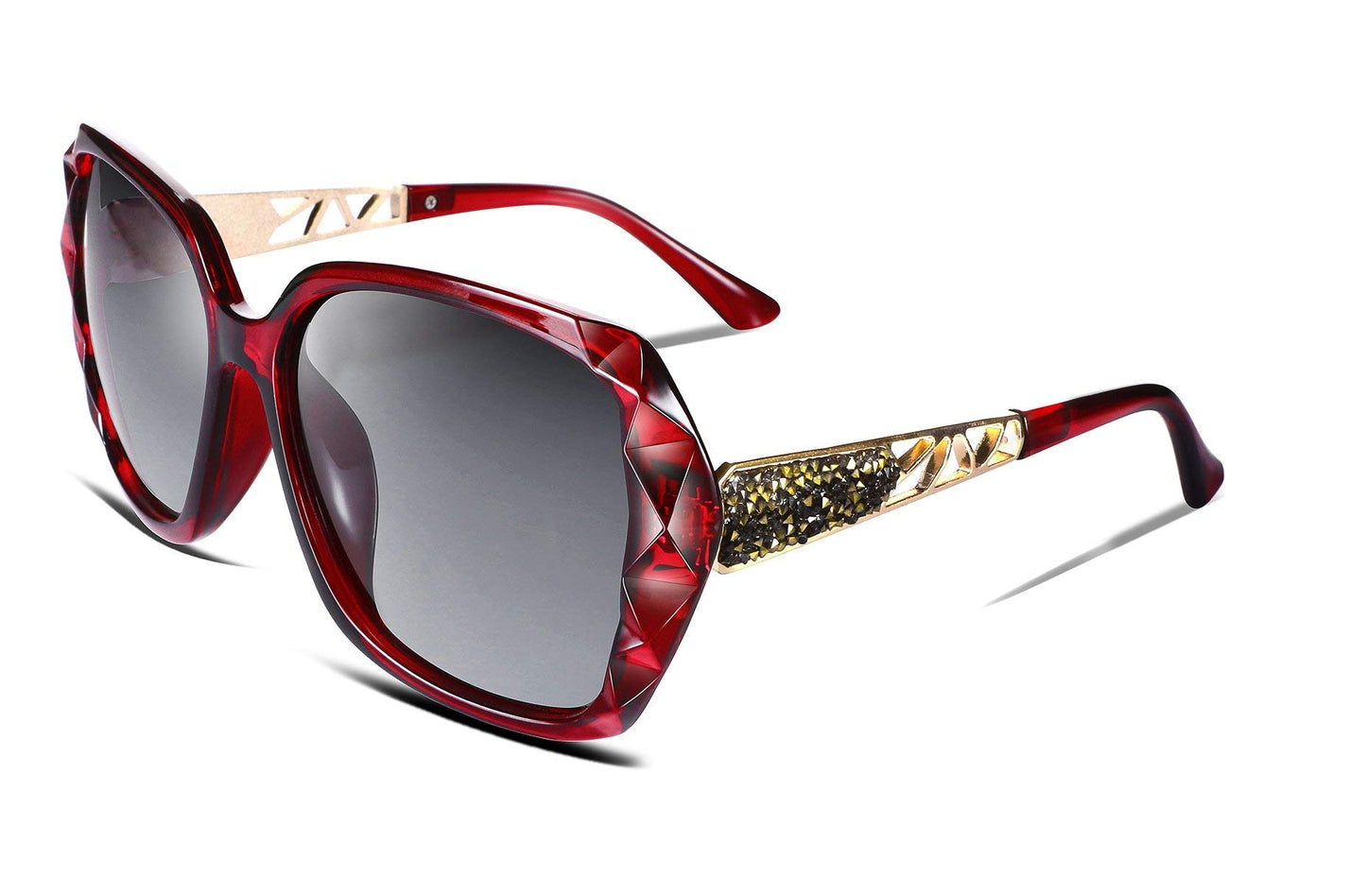 FEISEDY Polarized Women Square Sunglasses Sparkling Composite Shiny Frame B2289