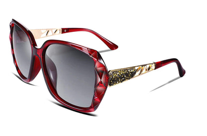 FEISEDY Polarized Women Square Sunglasses Sparkling Composite Shiny Frame B2289