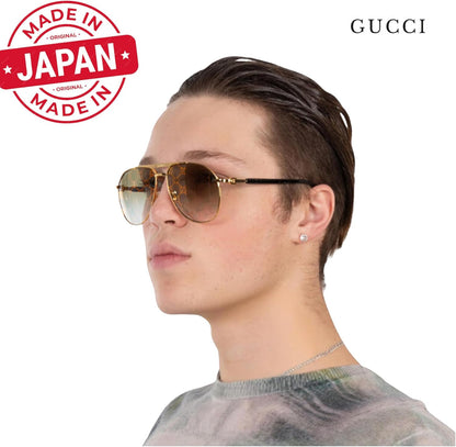 Gucci GG1220S Designer Aviator Shape Sunglasses with Non-Polarized Lenses - Epitome of Luxury and Style