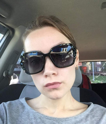FEISEDY Polarized Women Square Sunglasses Sparkling Composite Shiny Frame B2289