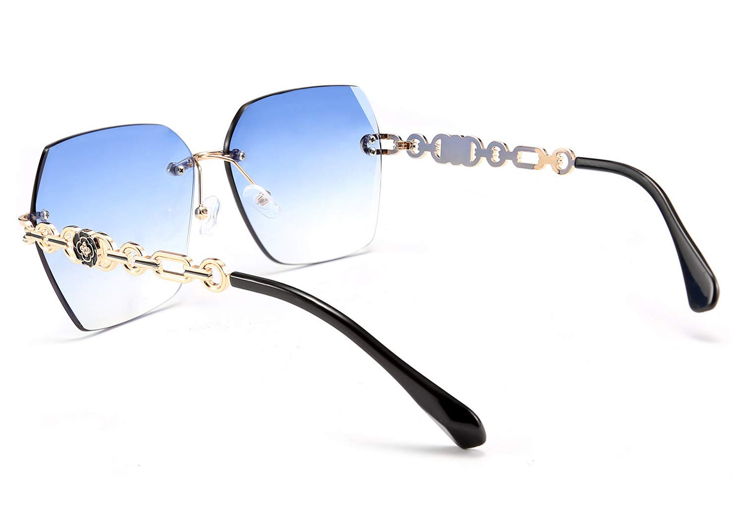 FEISEDY Classic Rimless Sunglasses Women Metal Frame Diamond Cutting Lens Sun Glasses B2567