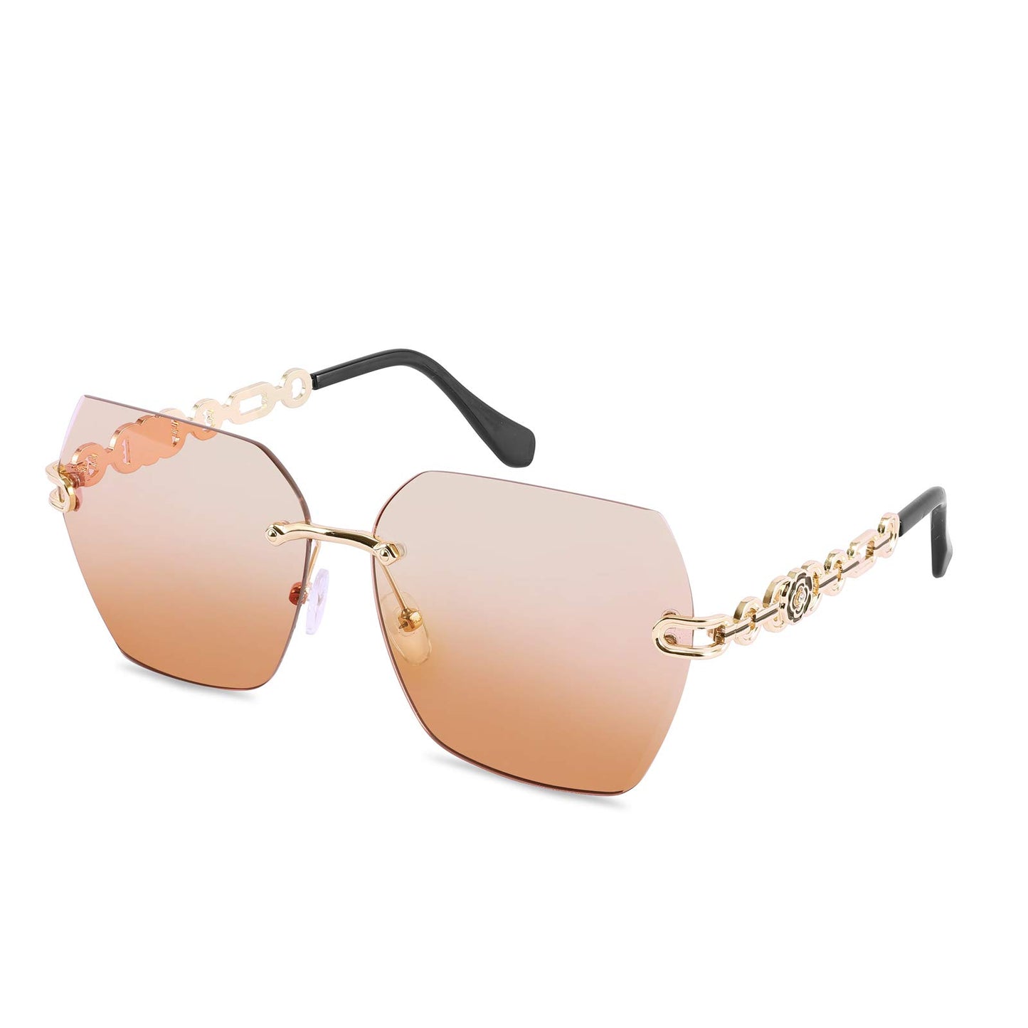 FEISEDY Classic Rimless Sunglasses Women Metal Frame Diamond Cutting Lens Sun Glasses B2567