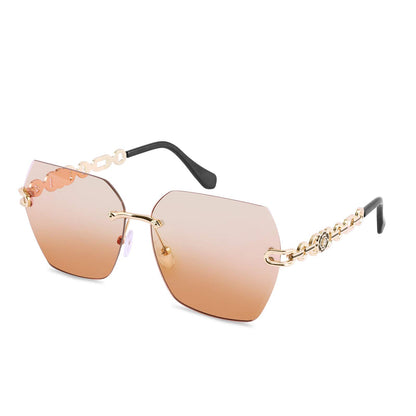 FEISEDY Classic Rimless Sunglasses Women Metal Frame Diamond Cutting Lens Sun Glasses B2567