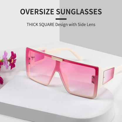 FEISEDY Square Oversized Flat Top Sunglasses With Side Lens Integrated For Women Men B4028