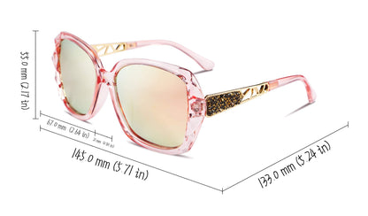 FEISEDY Polarized Women Square Sunglasses Sparkling Composite Shiny Frame B2289